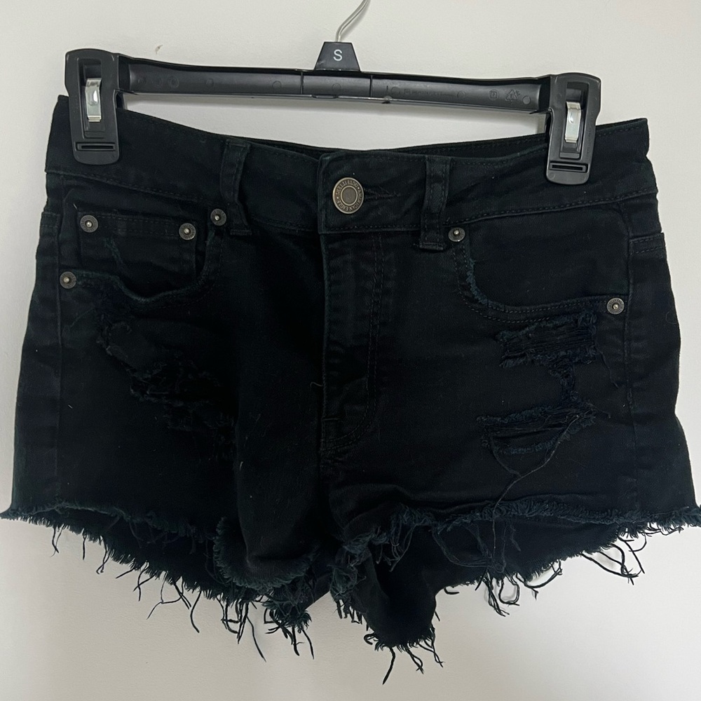 American Eagle black denim shorts